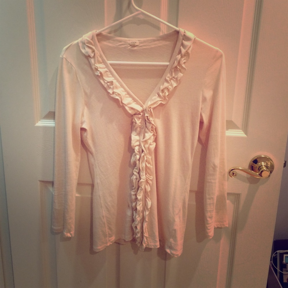 Jersey material cream sweater. J crew